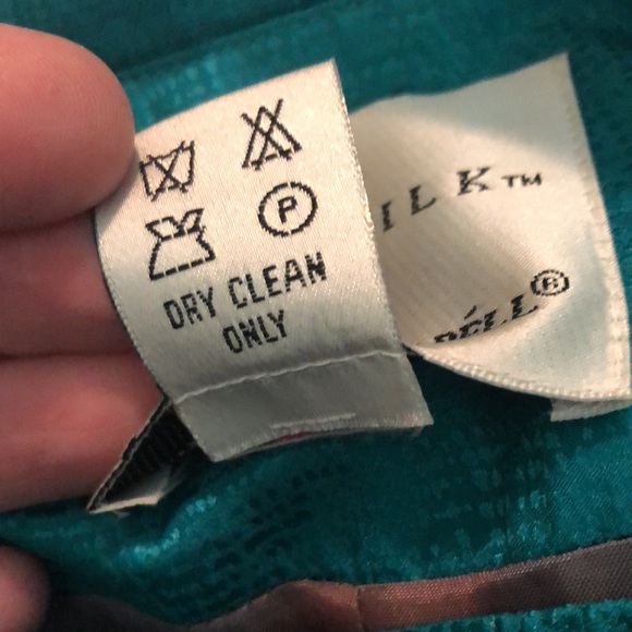 Vtg Y2K ADRIANNA PAPELL Size 12 Safe Silk Emerald 100% Silk Skirted Suit Asian - Picture 16 of 16